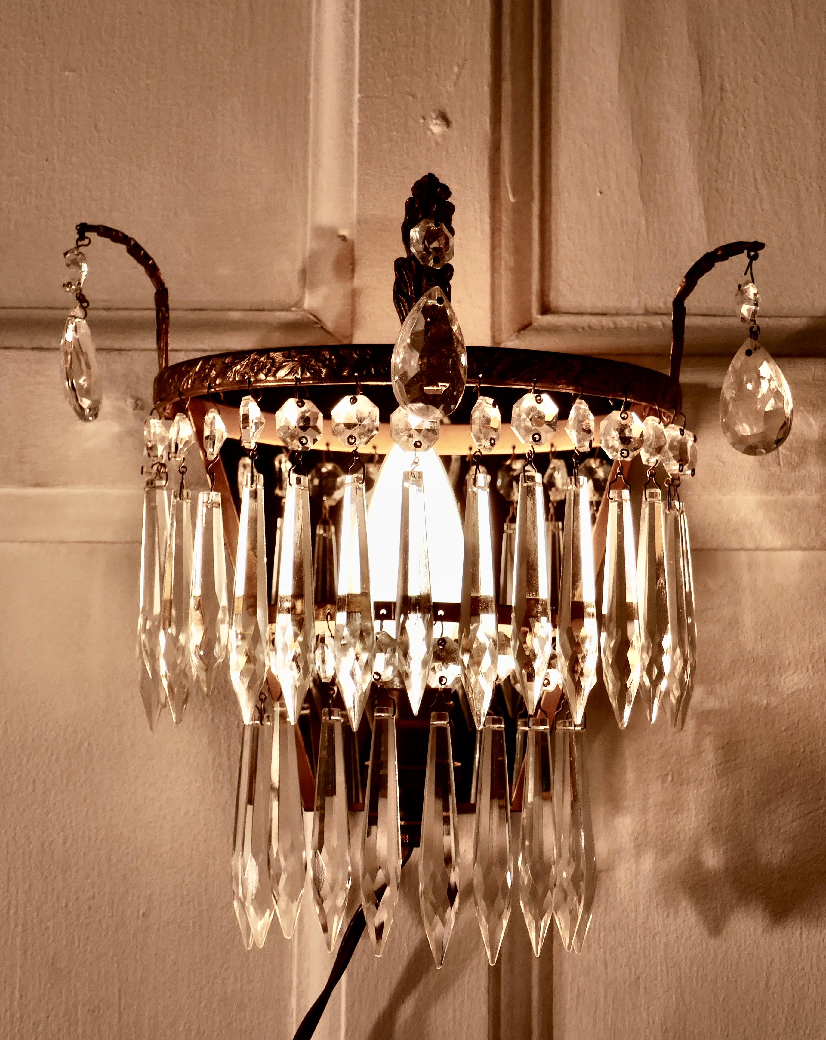 Art Deco Charming Pair of Waterfall Chandelier Wall Lights