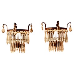 Charming Pair of Waterfall Chandelier Wall Lights