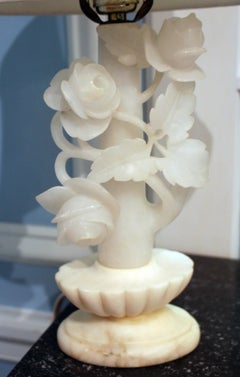 Charming Rose Carved Alabaster Lamp, 2nd-3rd Qtr, 20th Century