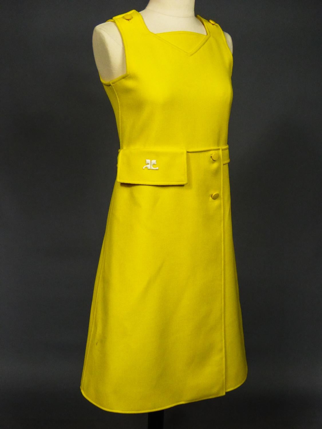 A Chasuble Mini Dress André Courrèges Haute Couture n° 102322 French Circa 1968 2