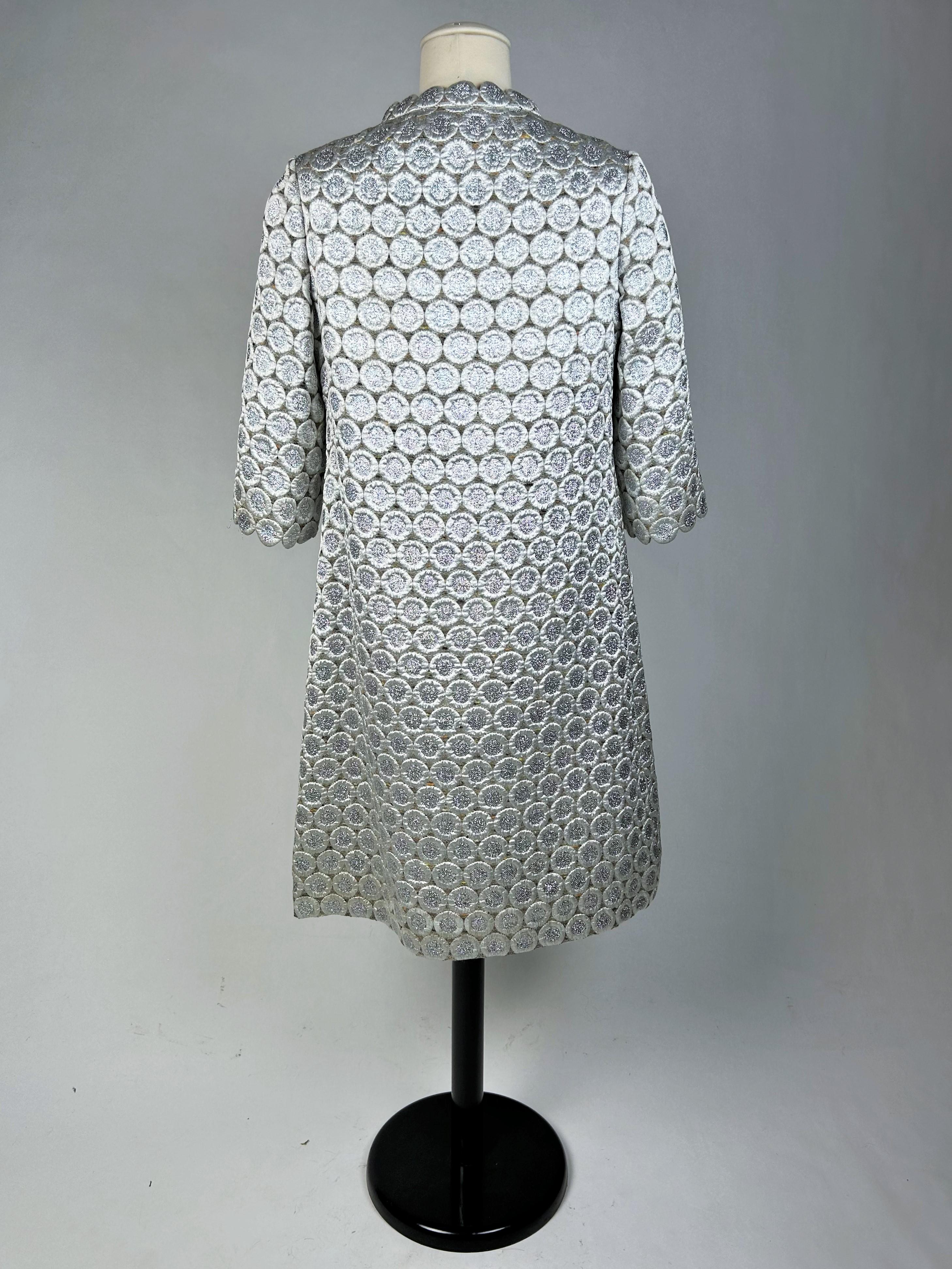 A Chasuble Silvered mini-dress by Marc Vaughan Coutur in silver lurex Circa 1968 For Sale 6