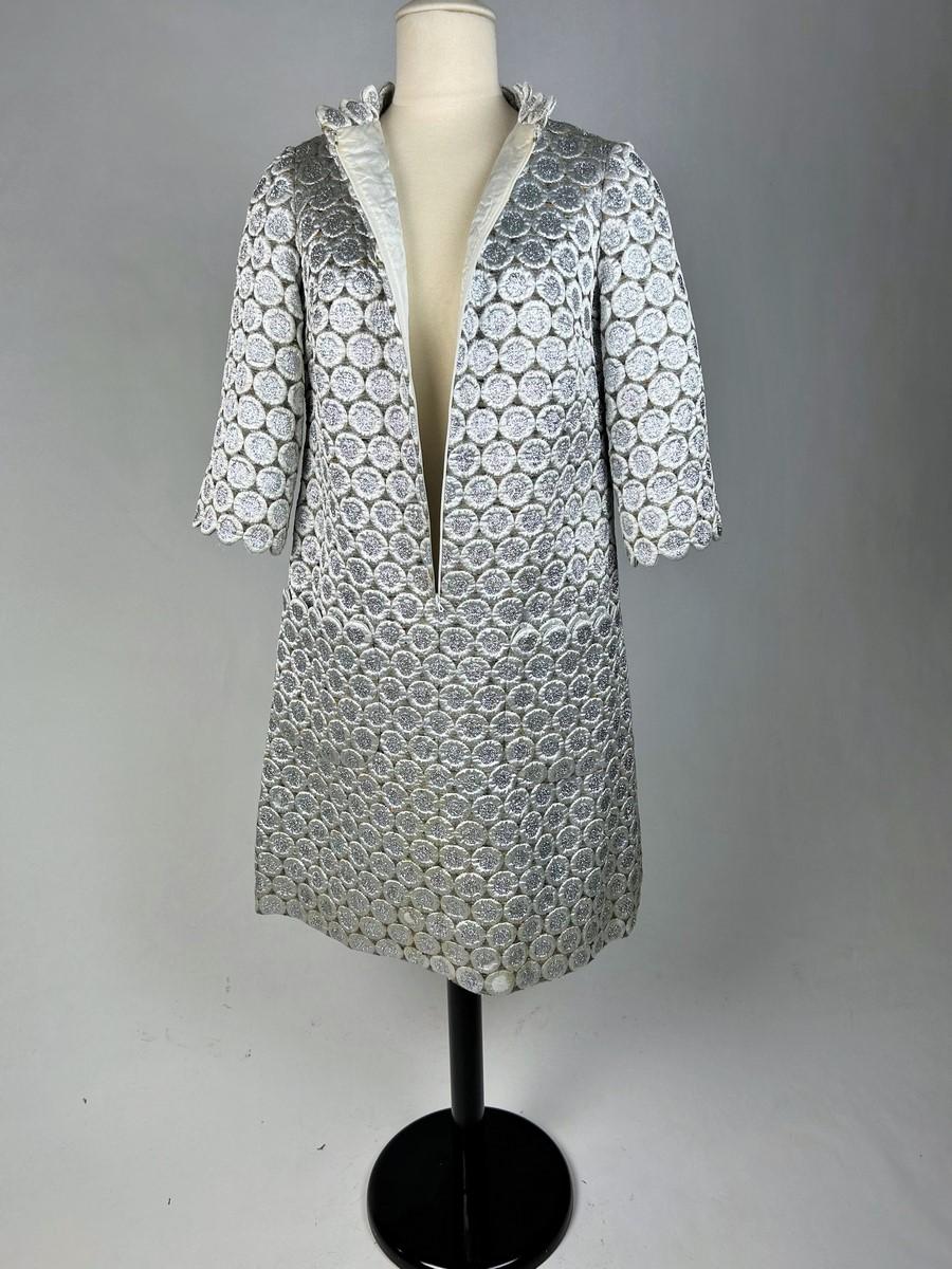 A Chasuble Silvered mini-dress by Marc Vaughan Coutur in silver lurex Circa 1968 For Sale 9