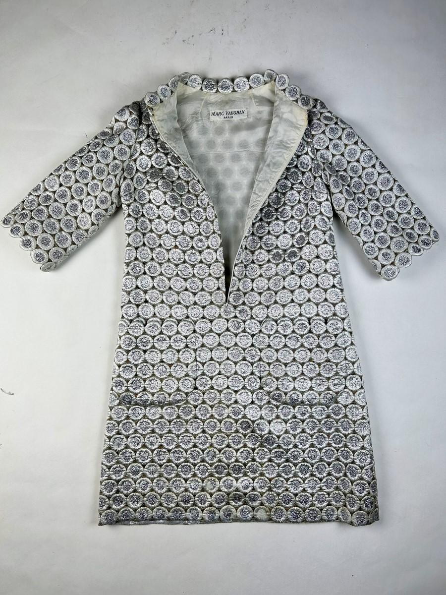 A Chasuble Silvered mini-dress by Marc Vaughan Coutur in silver lurex Circa 1968 For Sale 10