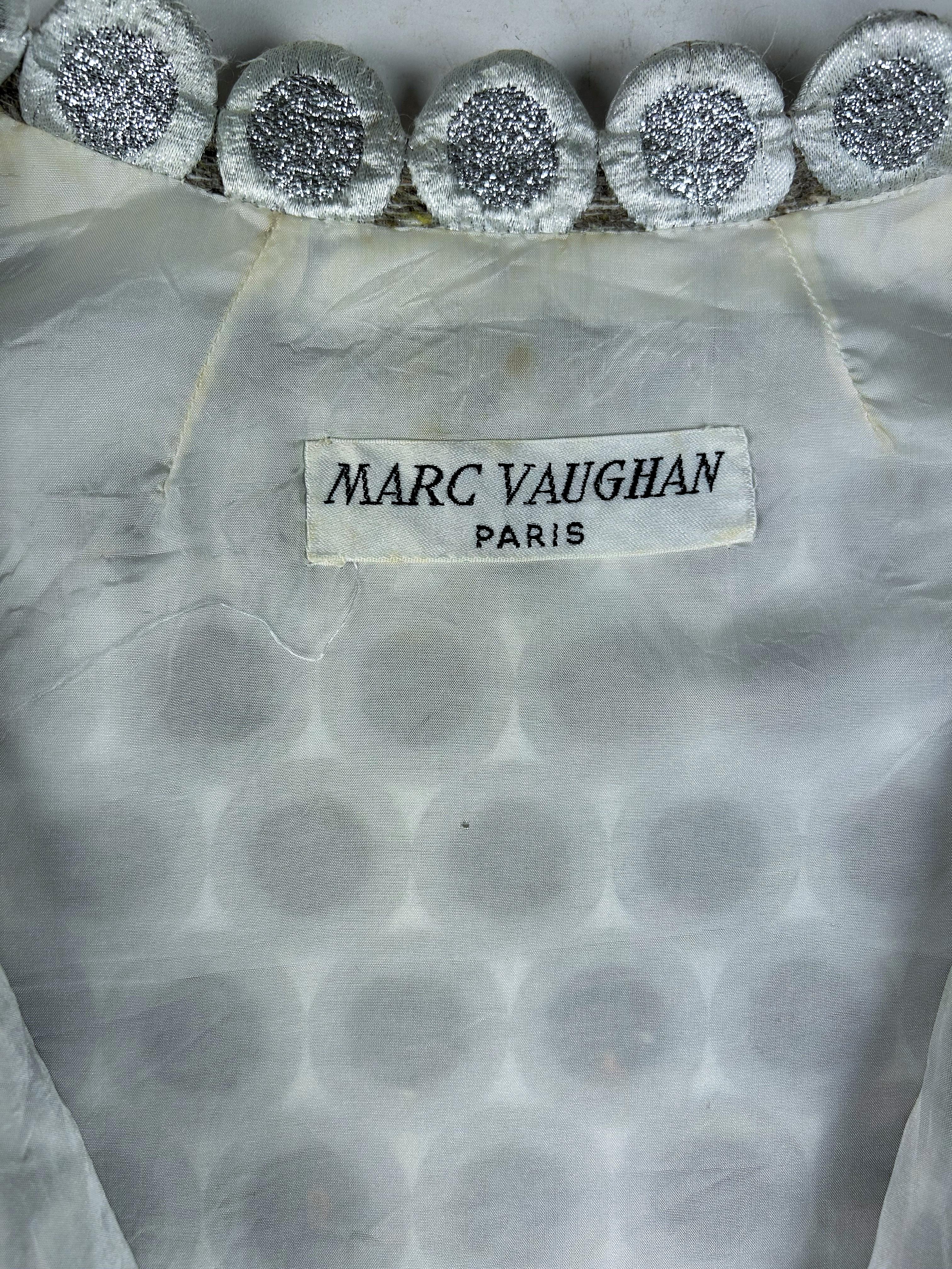 A Chasuble Silvered mini-dress by Marc Vaughan Coutur in silver lurex Circa 1968 In Good Condition For Sale In Toulon, FR