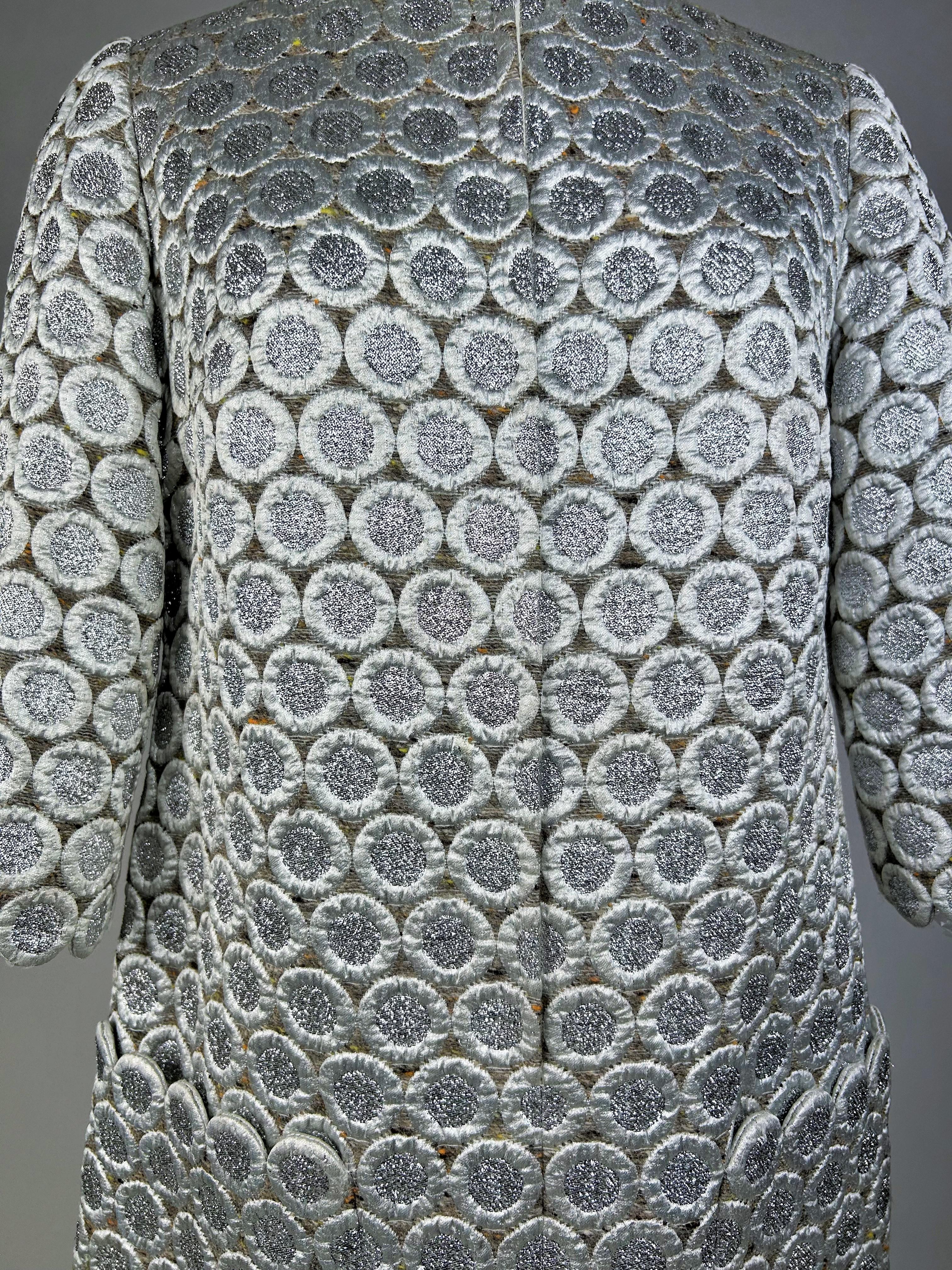 A Chasuble Silvered mini-dress by Marc Vaughan Coutur in silver lurex Circa 1968 For Sale 1