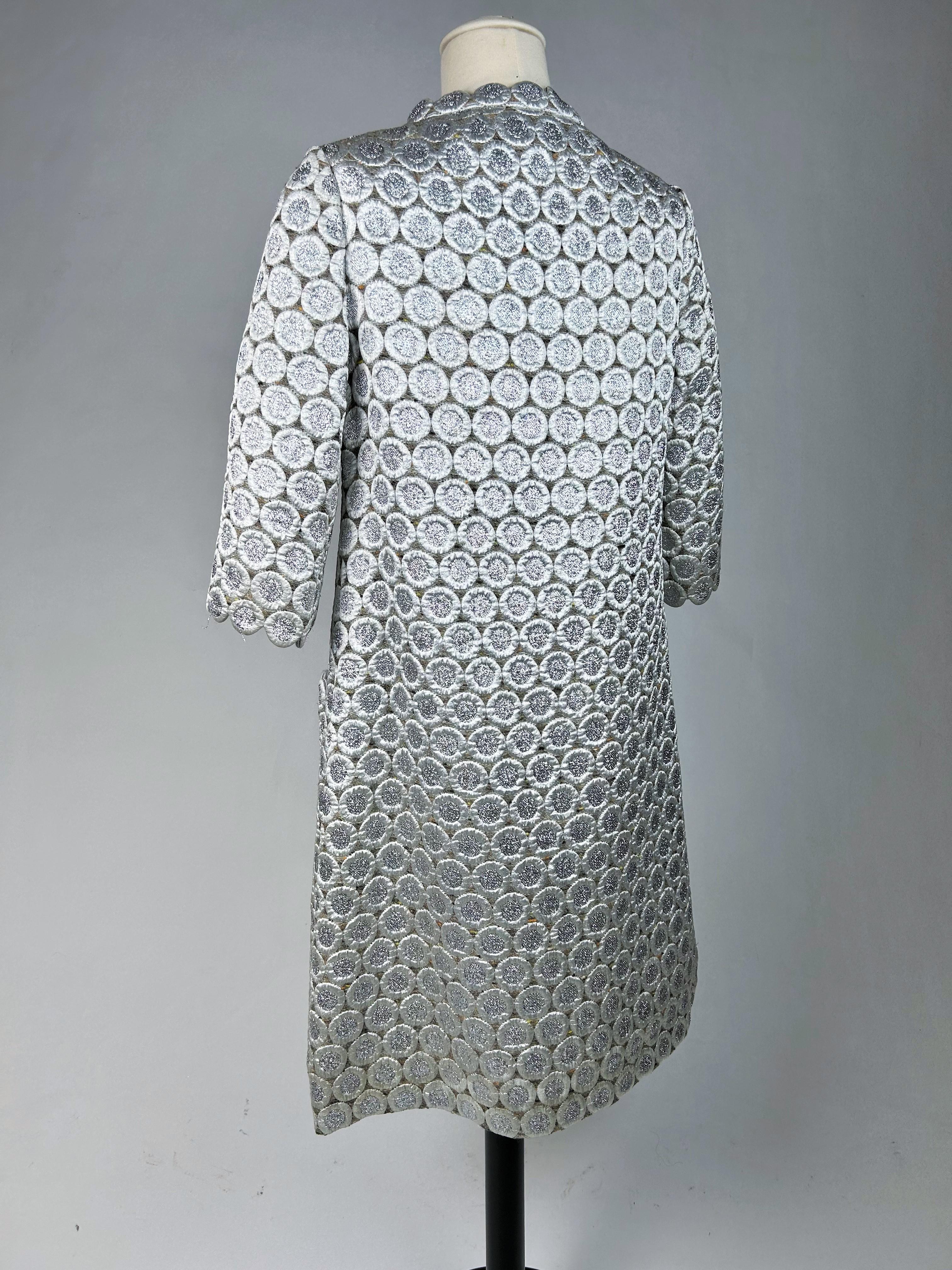 A Chasuble Silvered mini-dress by Marc Vaughan Coutur in silver lurex Circa 1968 For Sale 5