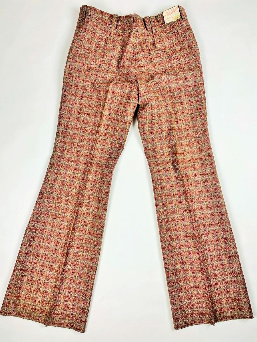 Brown A checked wool tweed trousers - France Circa 1972 For Sale