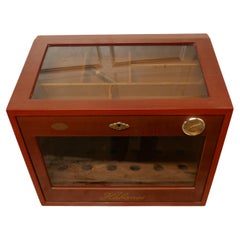 Antique Cherry Finish Glass Fronted Humidor by Halbanos