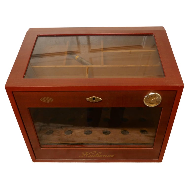 Cherry Finish Glass Fronted Humidor by Halbanos For Sale at 1stDibs