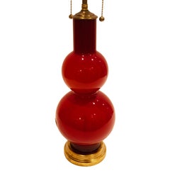 A Cherry Red Murano Glass Table Lamp