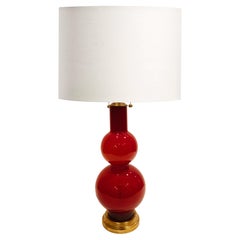 A Cherry Red Murano Glass Table Lamp