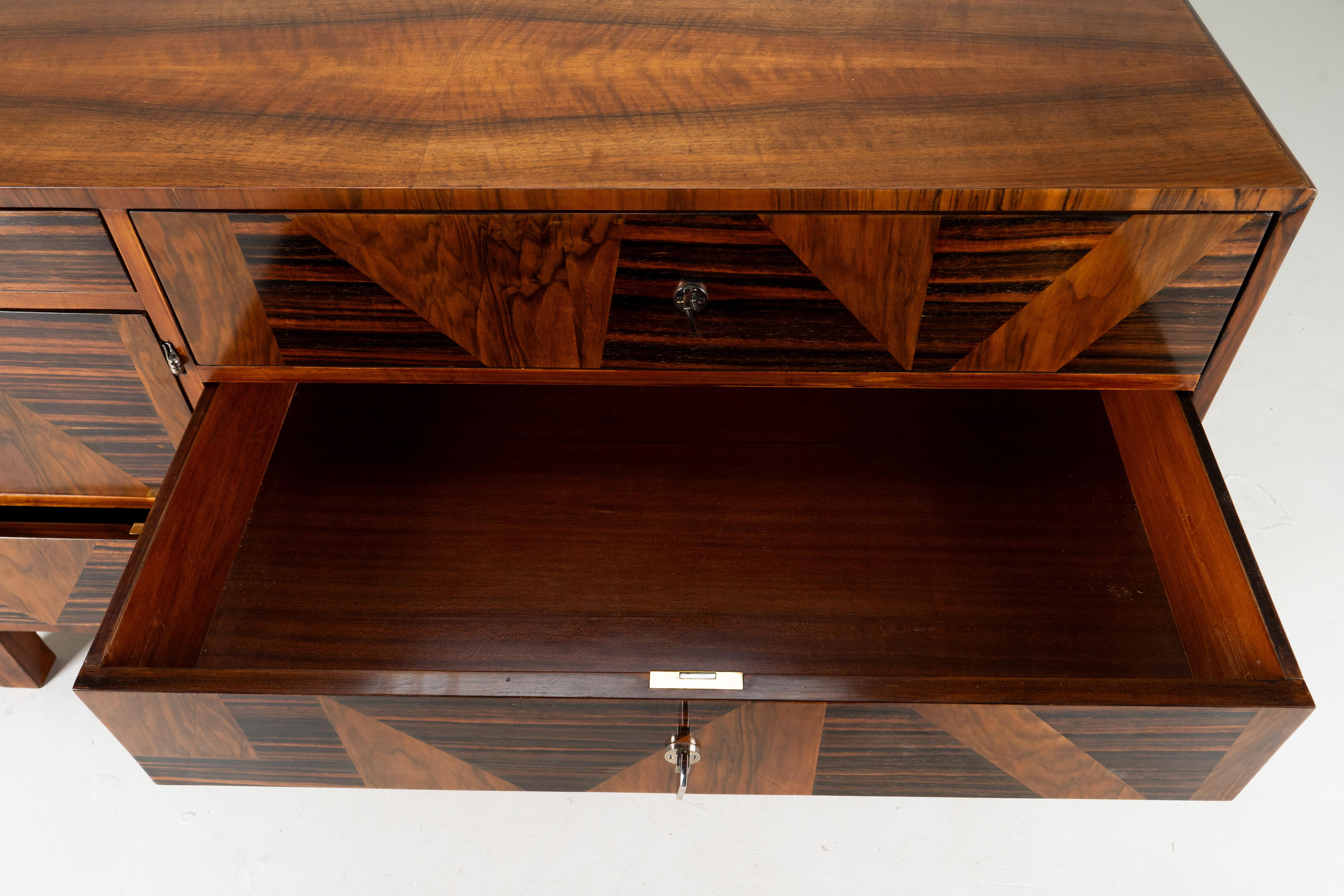 Macassar A Chest of Drawers With Triangular Parquetry For Sale