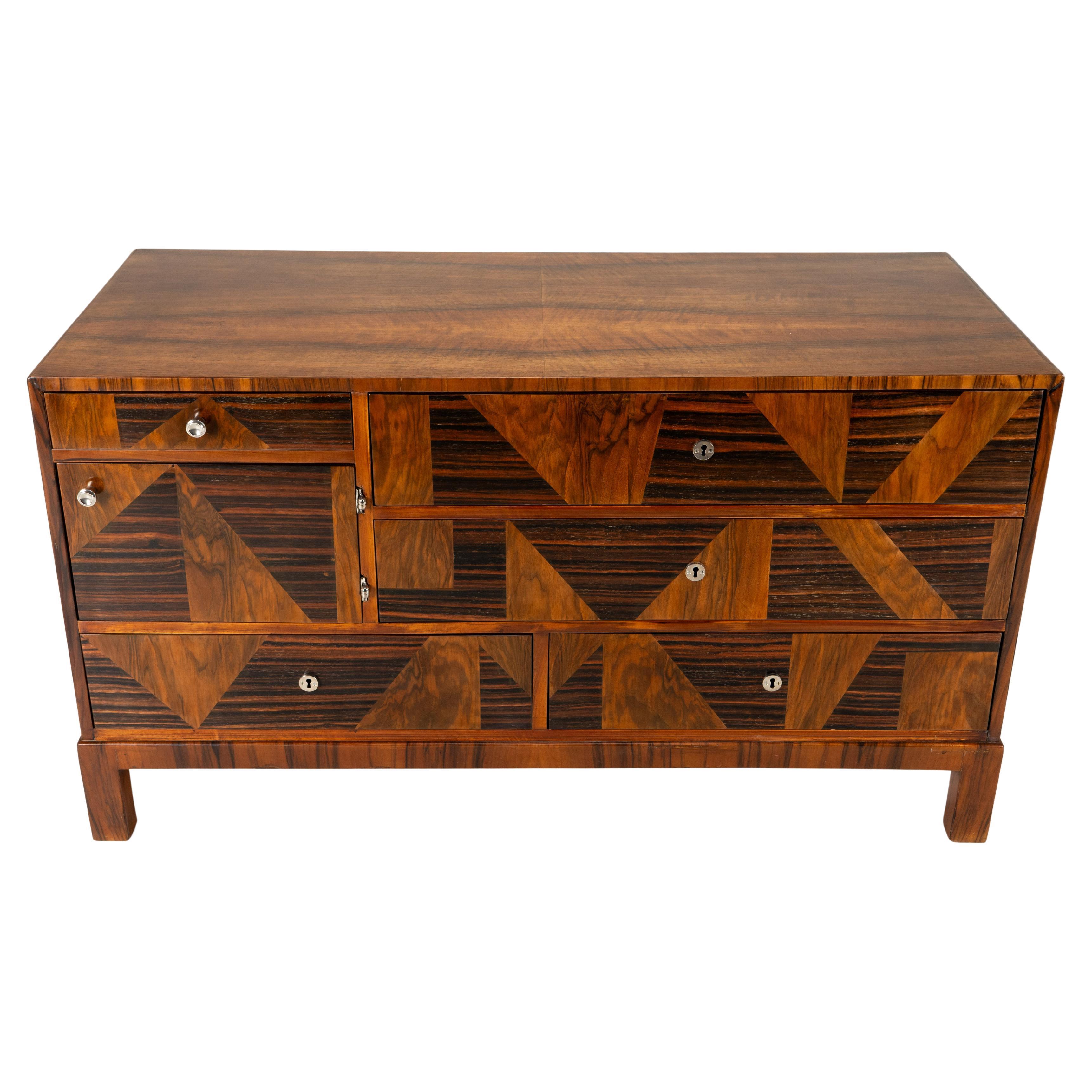 A Chest of Drawers With Triangular Parquetry For Sale