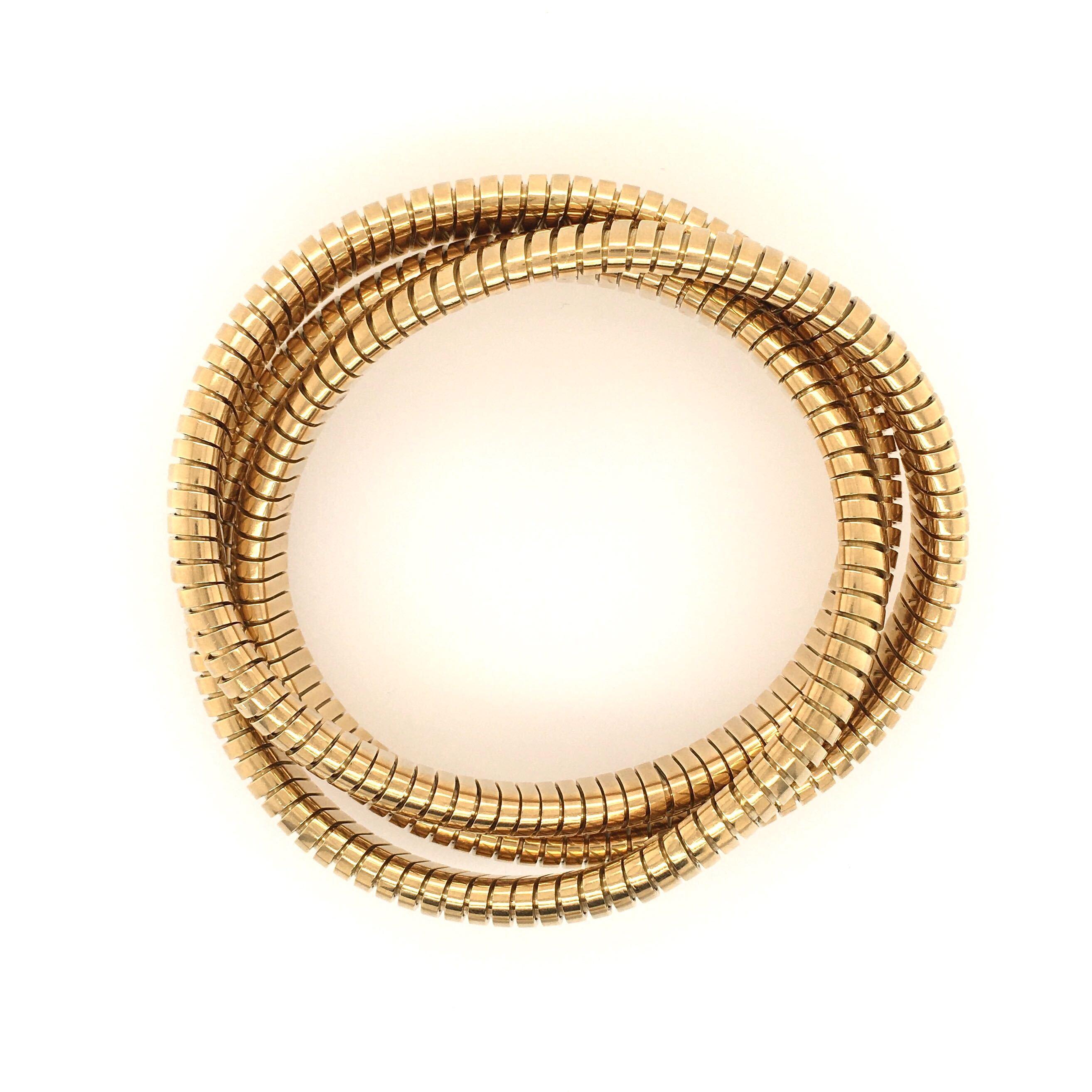 18 Karat Yellow Gold Tubogas Bracelet In Good Condition In New York, NY