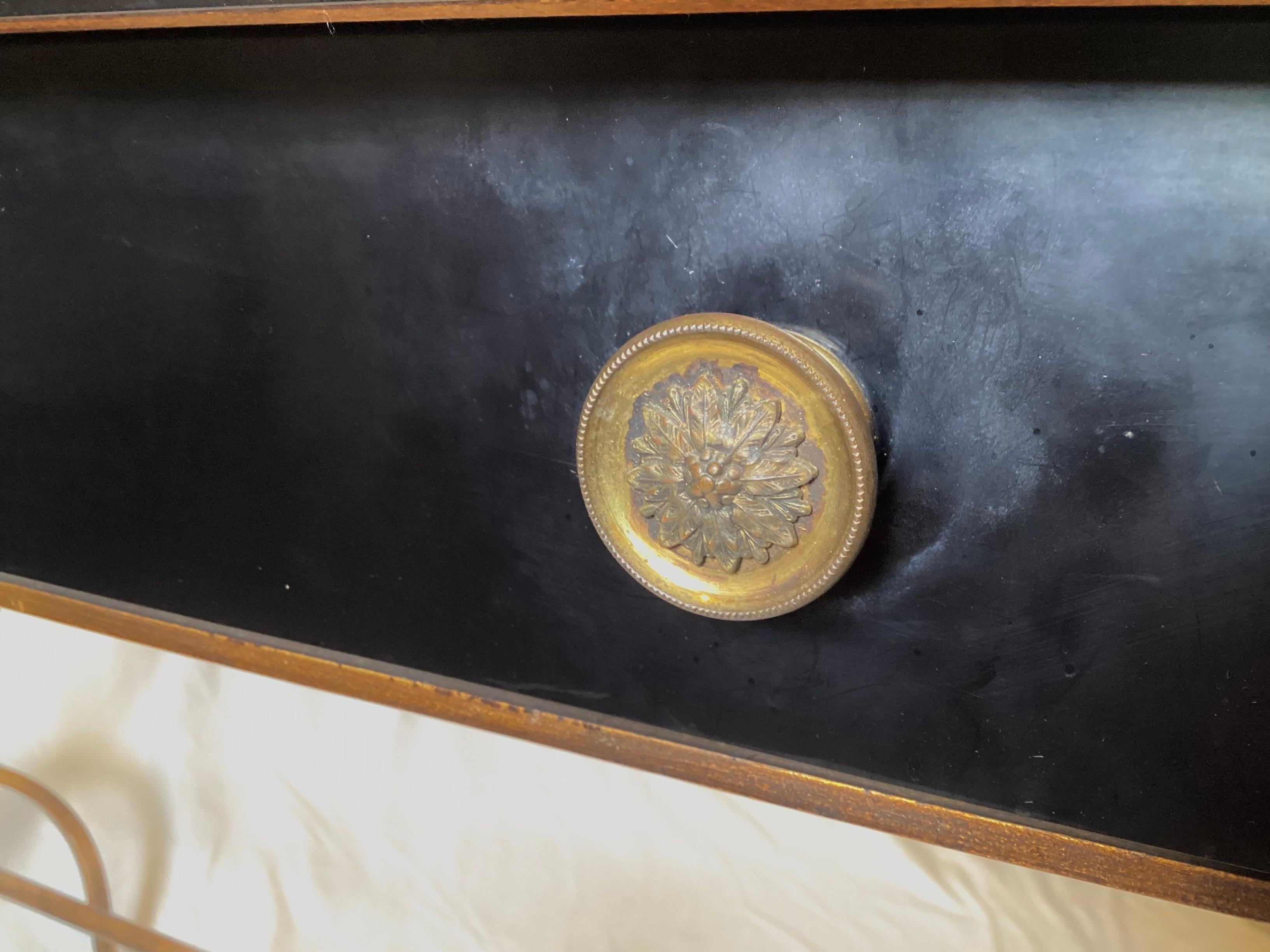 A Chic 1960's Black Laminate Iron Based Desk 2
