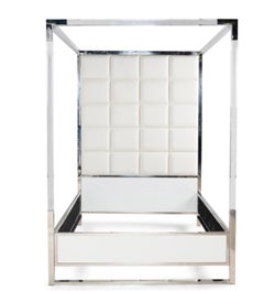 A Chic Acrylic Chrome QueenSized Canopy Bed In The Style Of Charles Hollis Jones