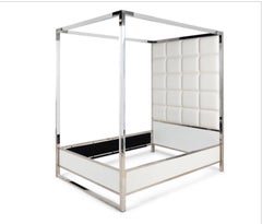 A Chic Acrylic Chrome QueenSized Canopy Bed In The Style Of Charles Hollis Jones