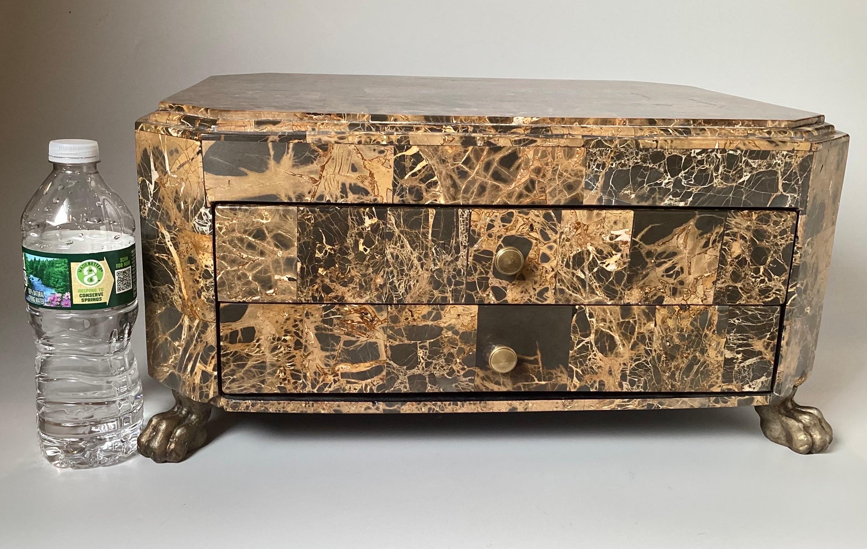 Chic Hard Stone Table Box, Attributed to Maitland Smith  For Sale 4