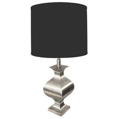 Lámpara de mesa de acero mate de Francois See para Maison Jansen Motivo orientalista