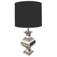 Lampe de table en acier mat de Francois See pour Maison Jansen à motif orientaliste