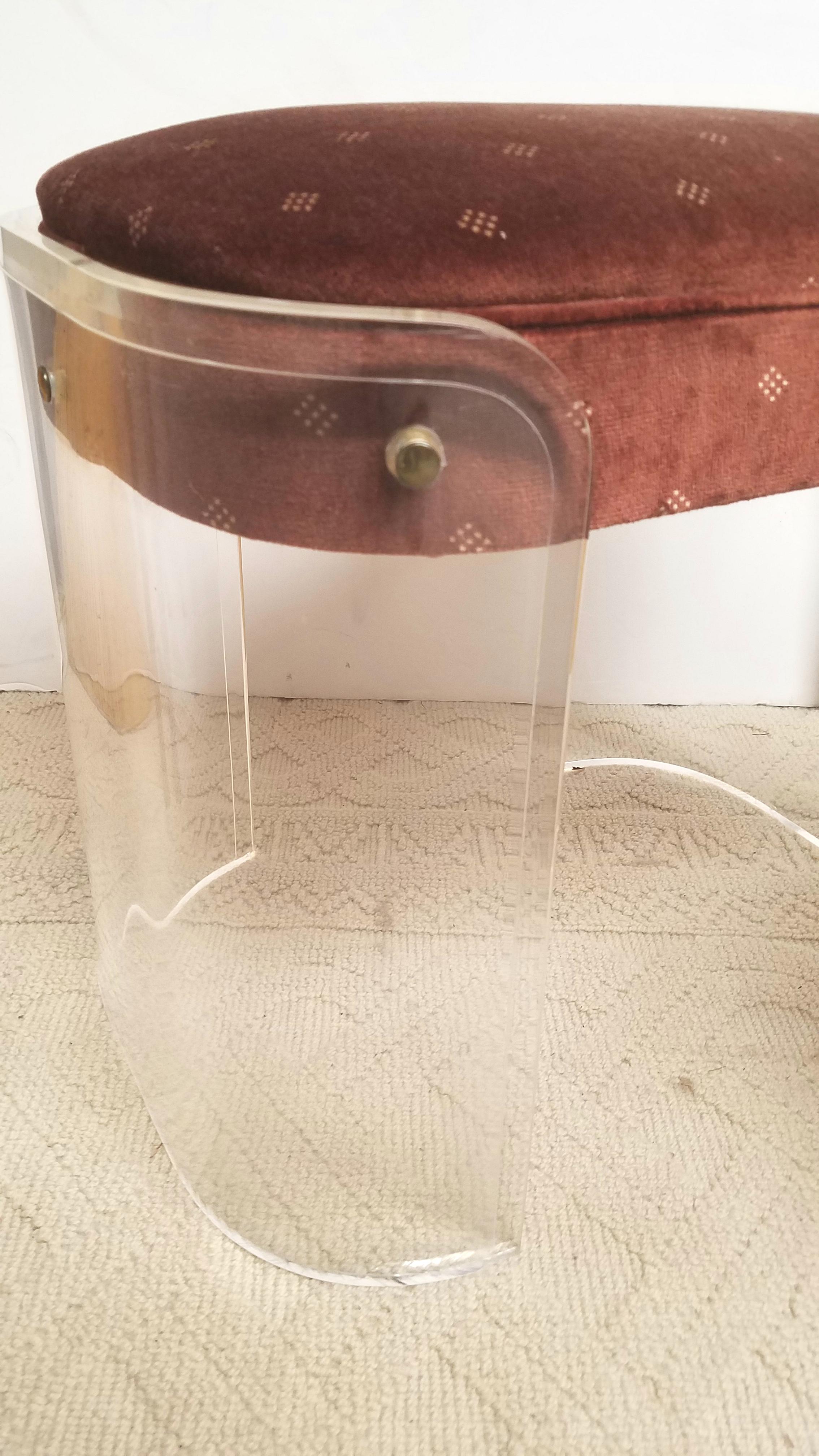 Mid-Century Modern Chic Pair of Lucite Midcentury Stools or Benches