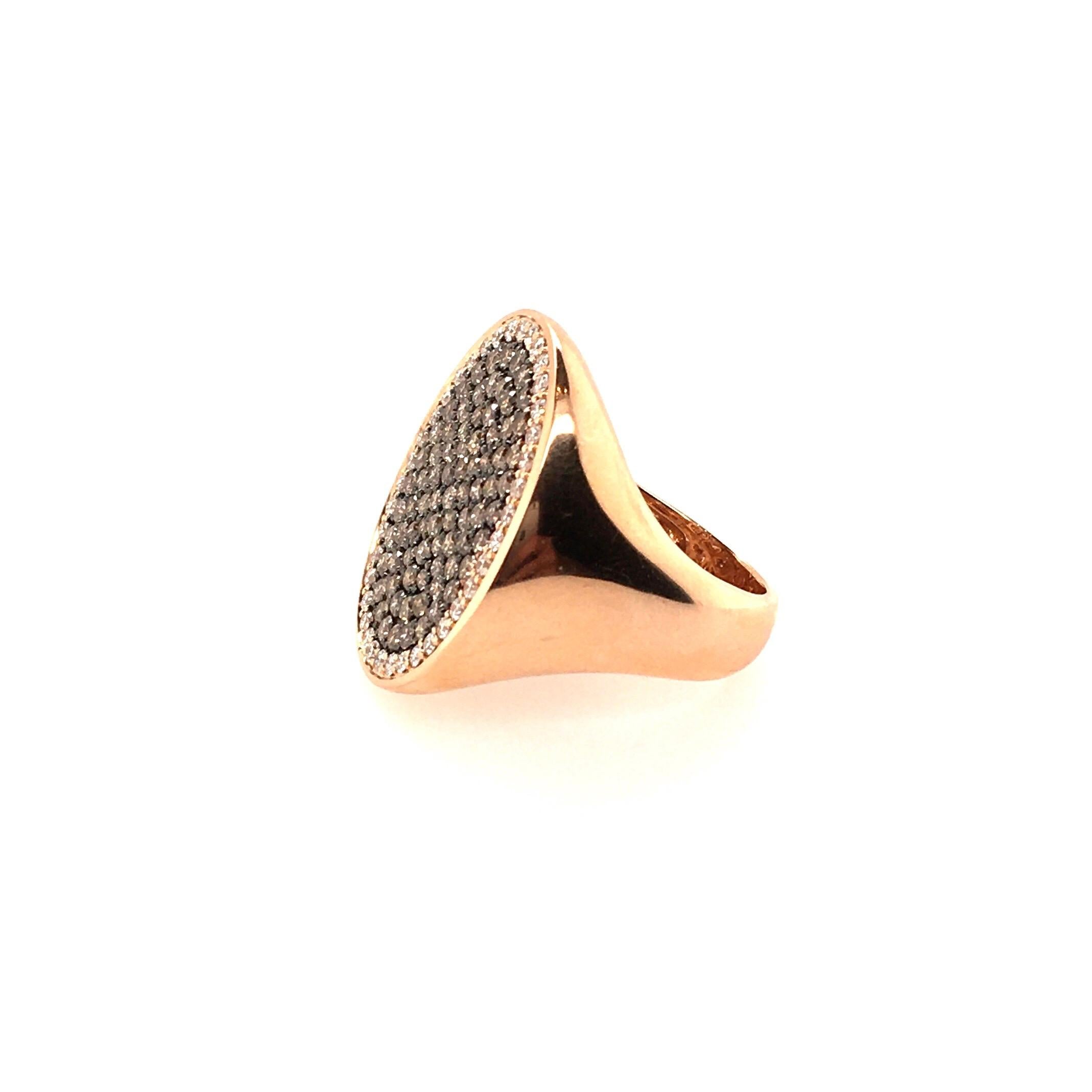 Chic Rose Gold, Brown Diamond and Diamond Ring In Excellent Condition In New York, NY