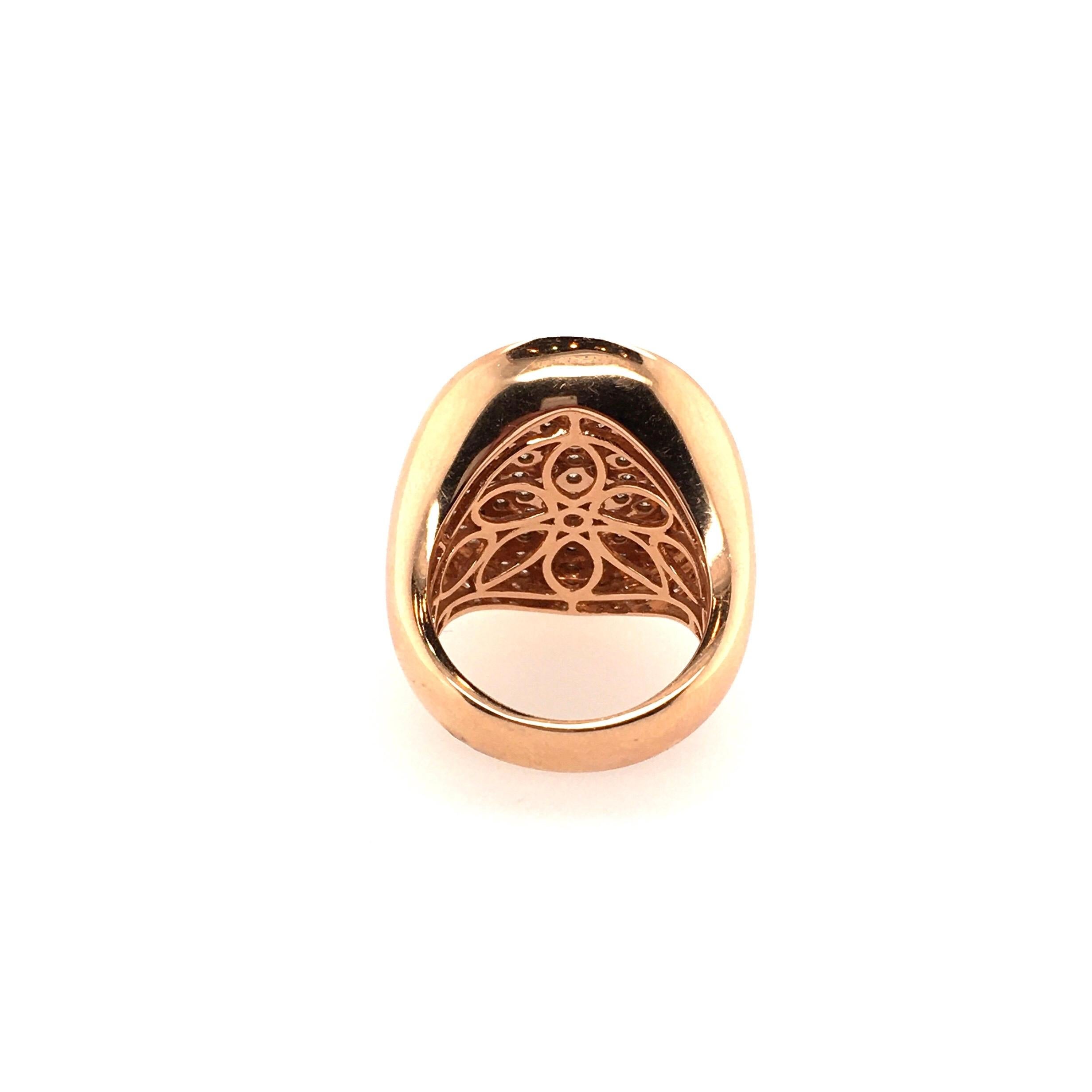 Women's or Men's Chic Rose Gold, Brown Diamond and Diamond Ring