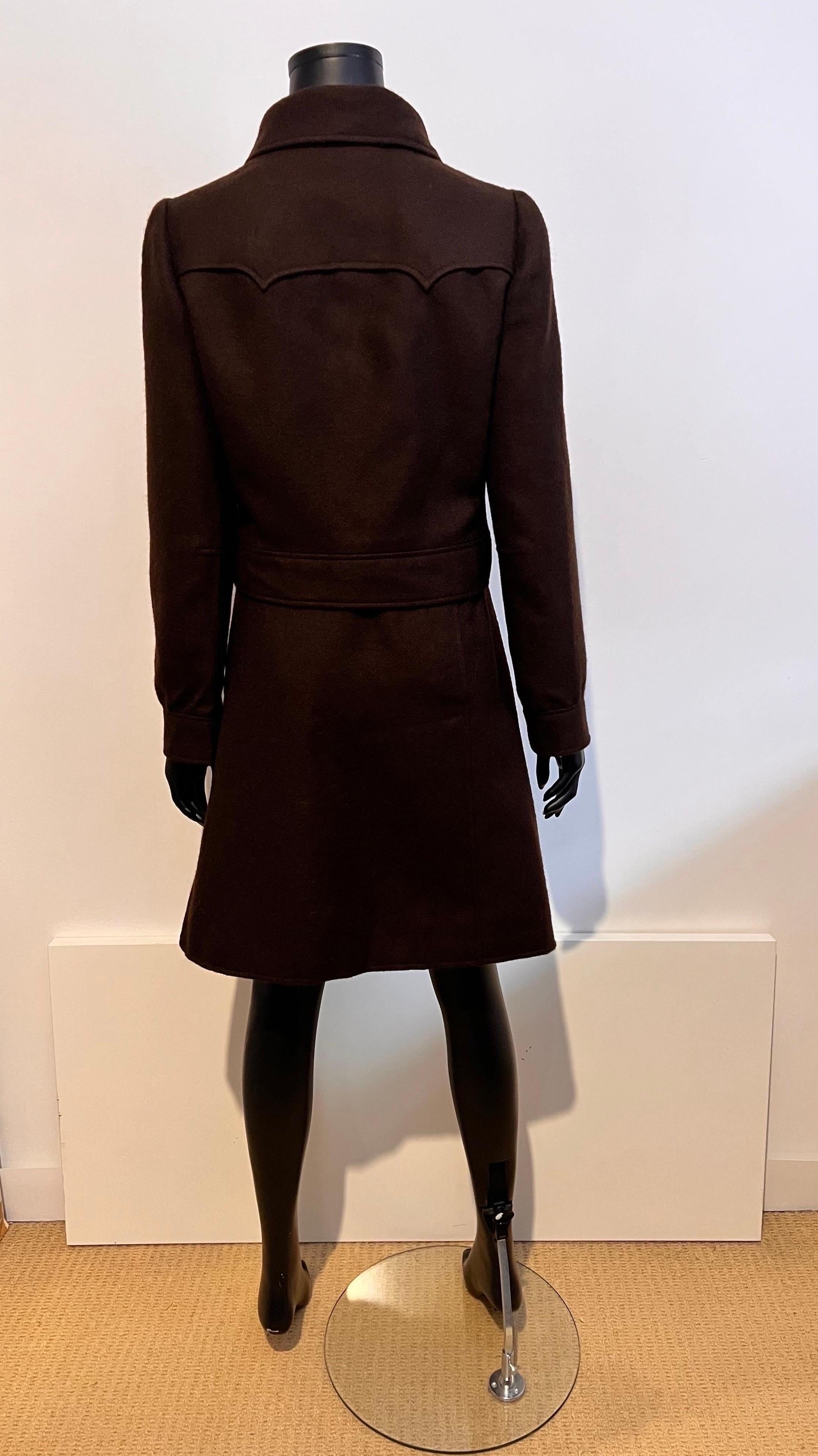 A chic vintage 1970’s Andre Courrèges deep chocolate wool jacket/skirt set  4