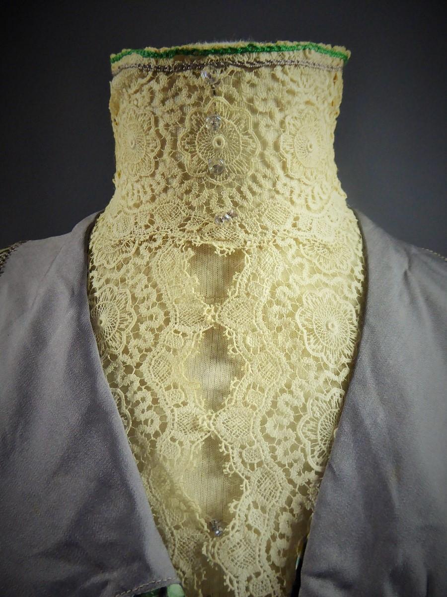 A Chiffon & Printed Satin Edwardian Tea Gown - England Circa 1905  For Sale 1