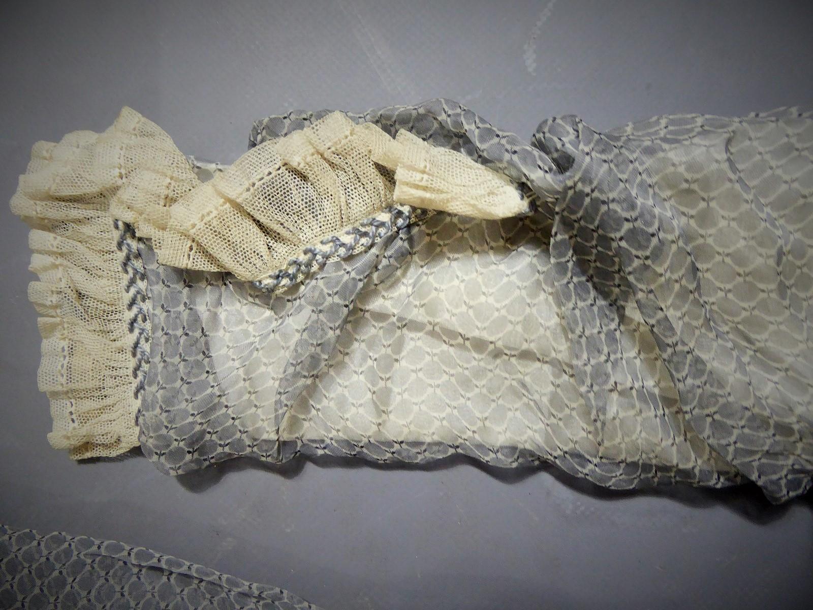 Gray A Chiffon & Printed Satin Edwardian Tea Gown - England Circa 1905 For Sale