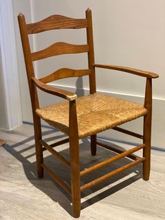 A Child's Wooden Chair with Handwoven Rush Seat, American