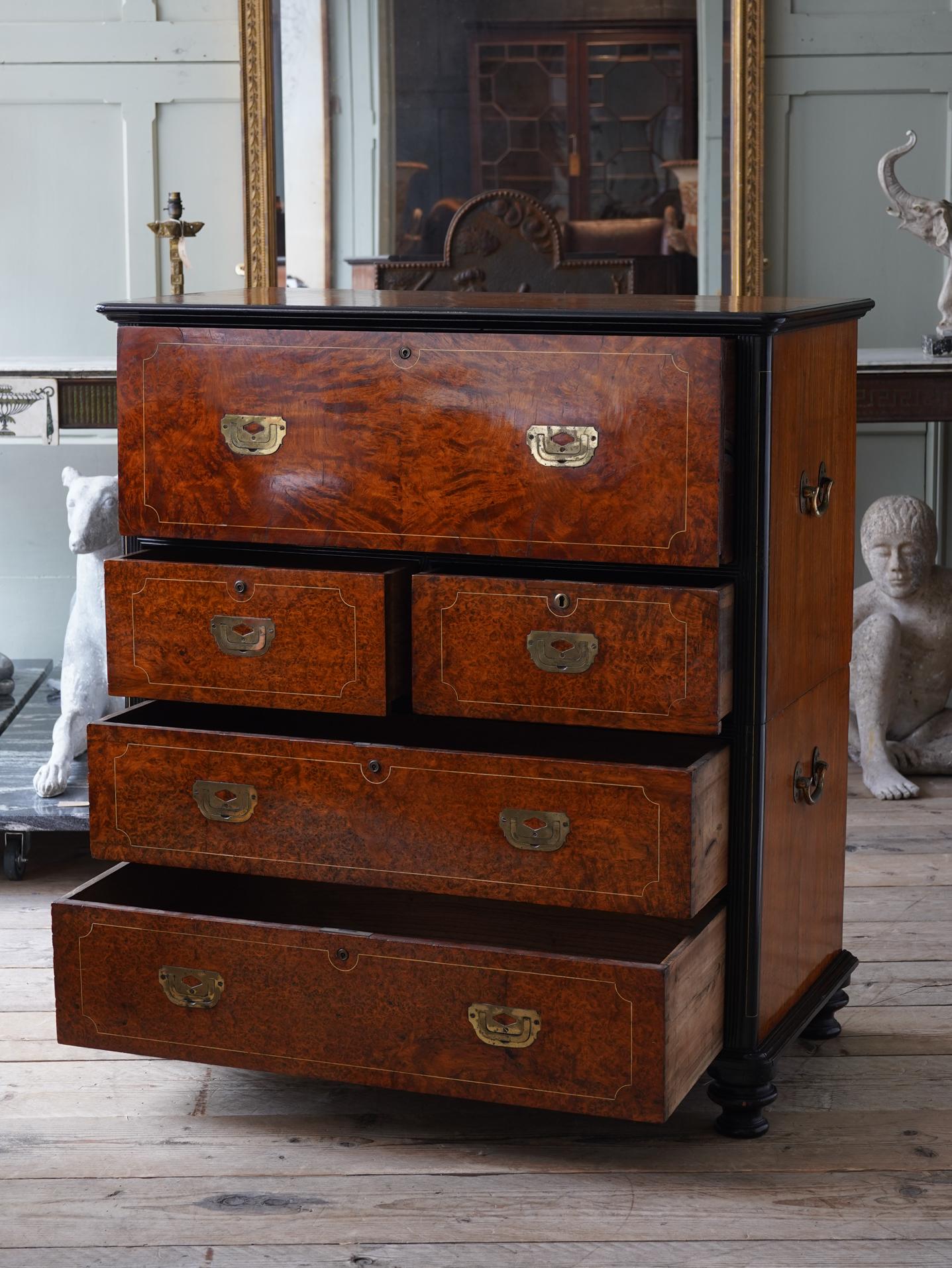 China Trade Secretaire Campaign Chest In Good Condition In Conwy, GB