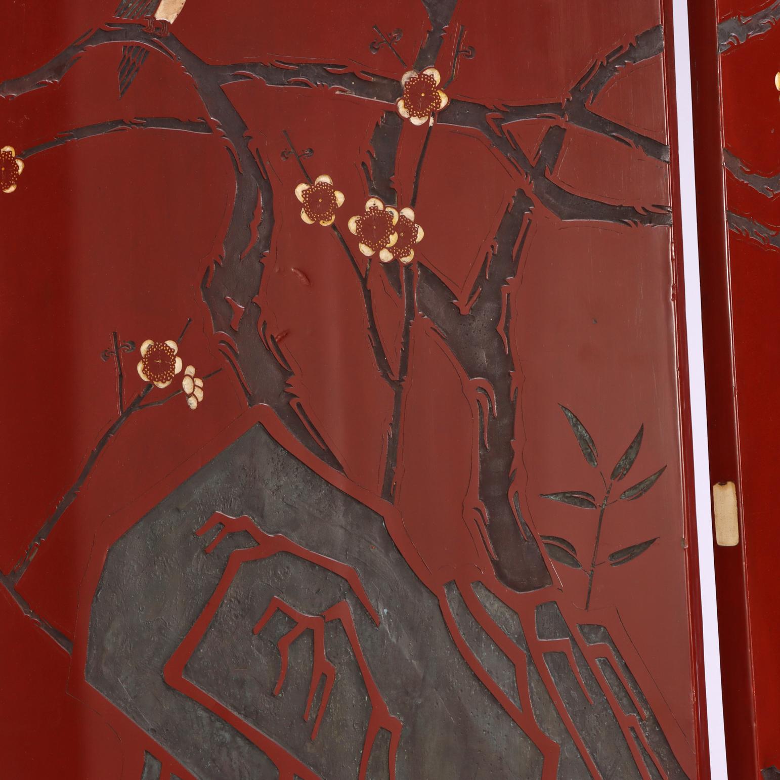 A Chinese 10-panel folding screen, C. 1940. For Sale 1
