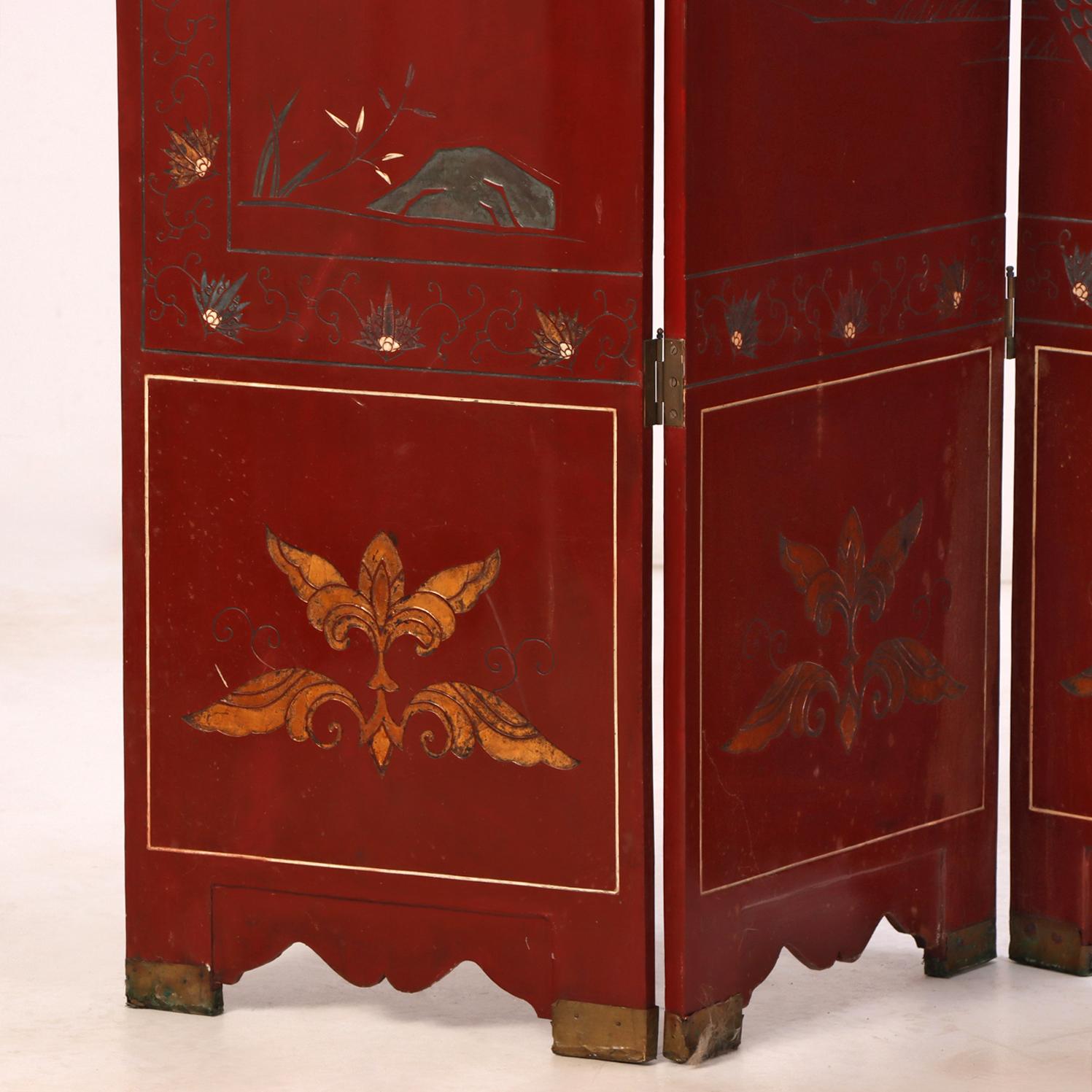 A Chinese 10-panel folding screen, C. 1940. For Sale 2