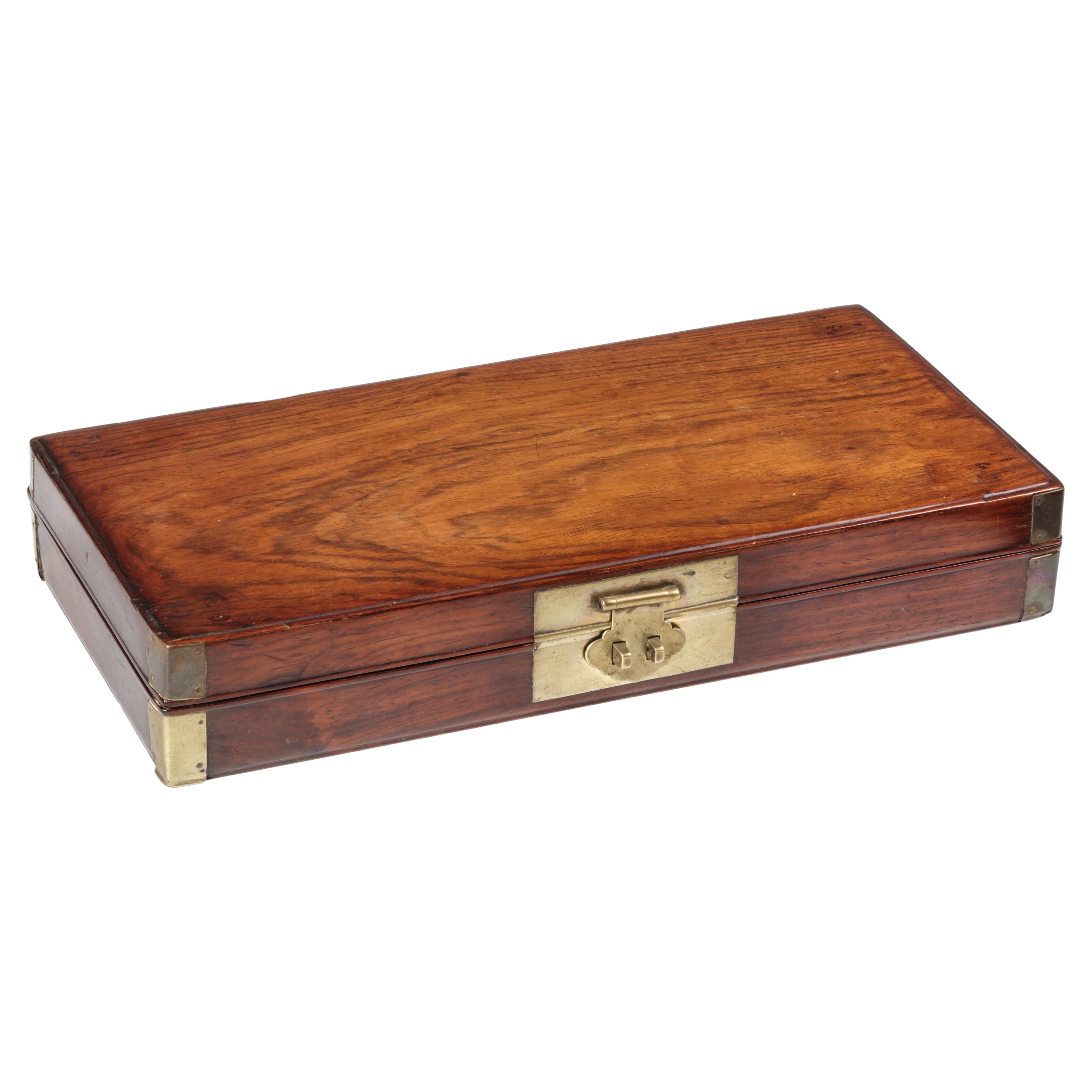 Chinese 17th/18th Century Huanghuali Document Box with Baitong Mounts For Sale