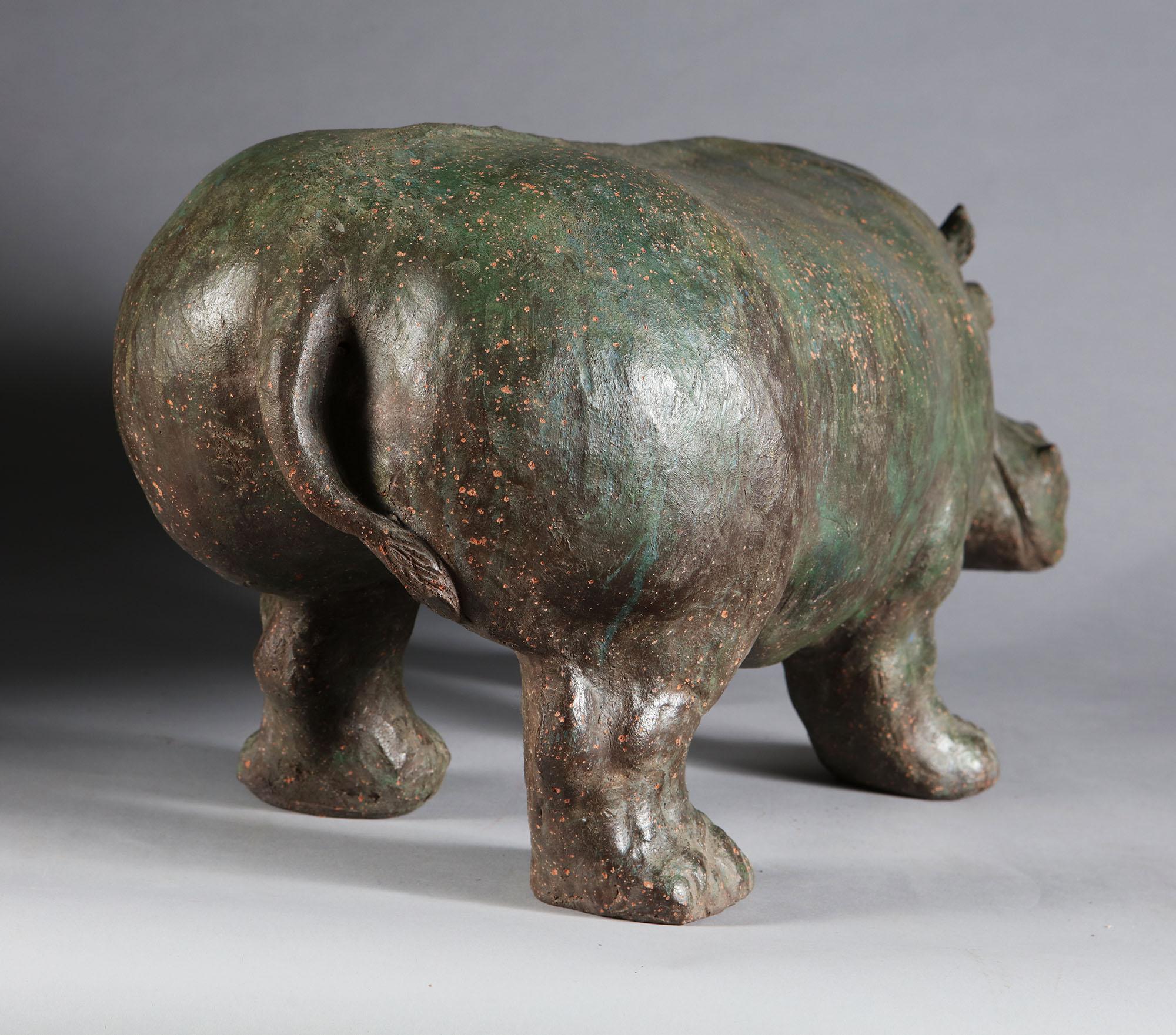 Chinese 19th Century Terracotta Hippopotamus Patinated to Simulate Bronze 2