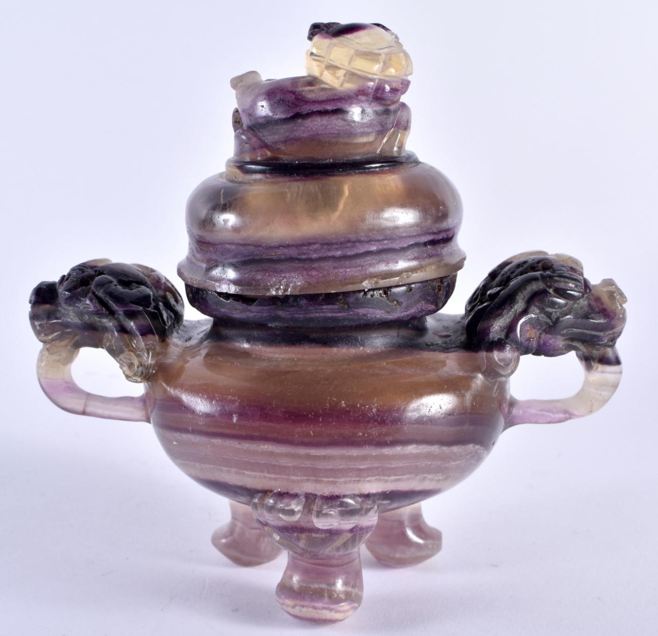 19th Century A Chinese amethyst carved censor and cover, Qing Dynasty, 19th century For Sale