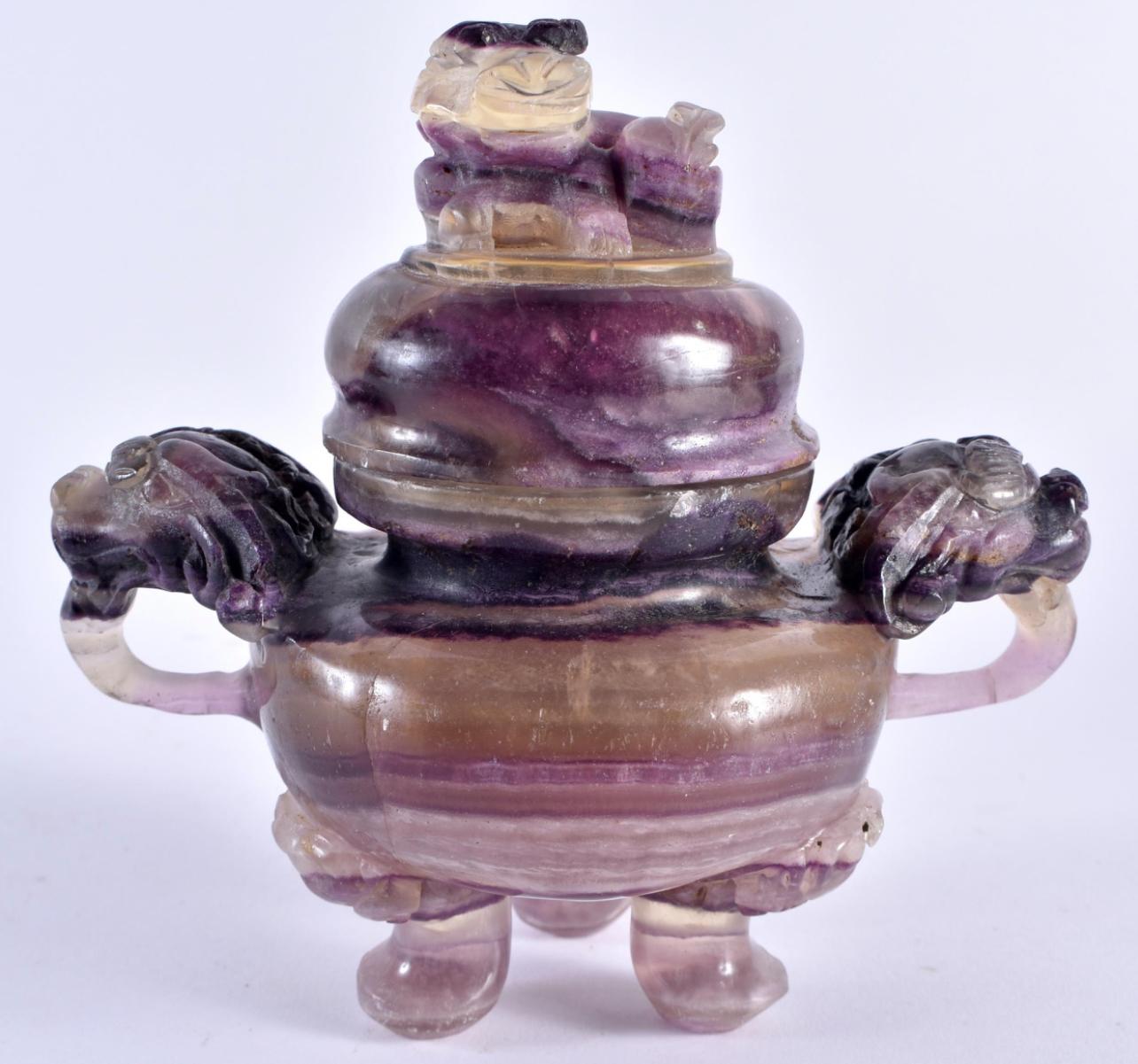 Amethyst A Chinese amethyst carved censor and cover, Qing Dynasty, 19th century For Sale