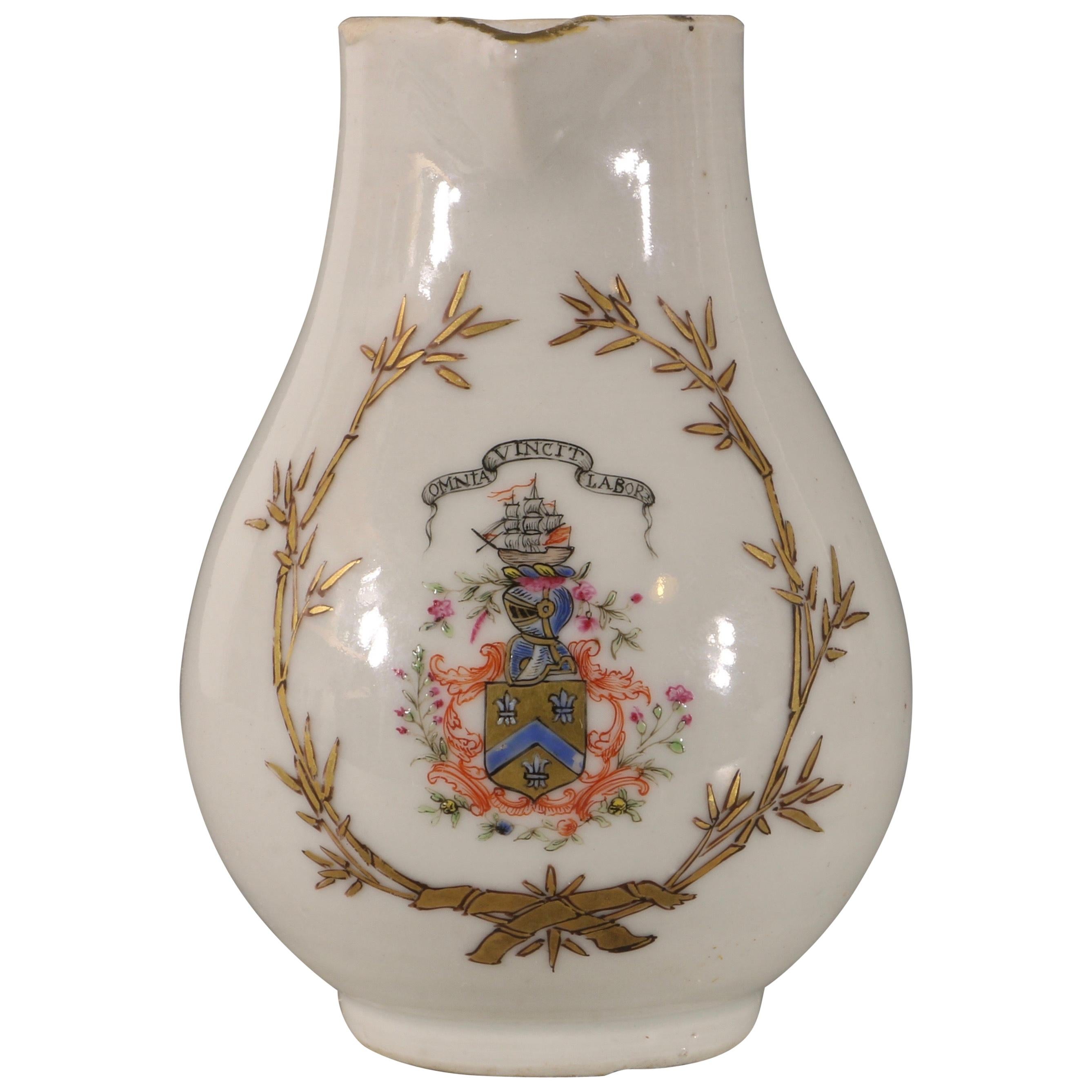 Chinese Export Porcelain Armorial Cream Jug Qianlong, circa 1750 For Sale