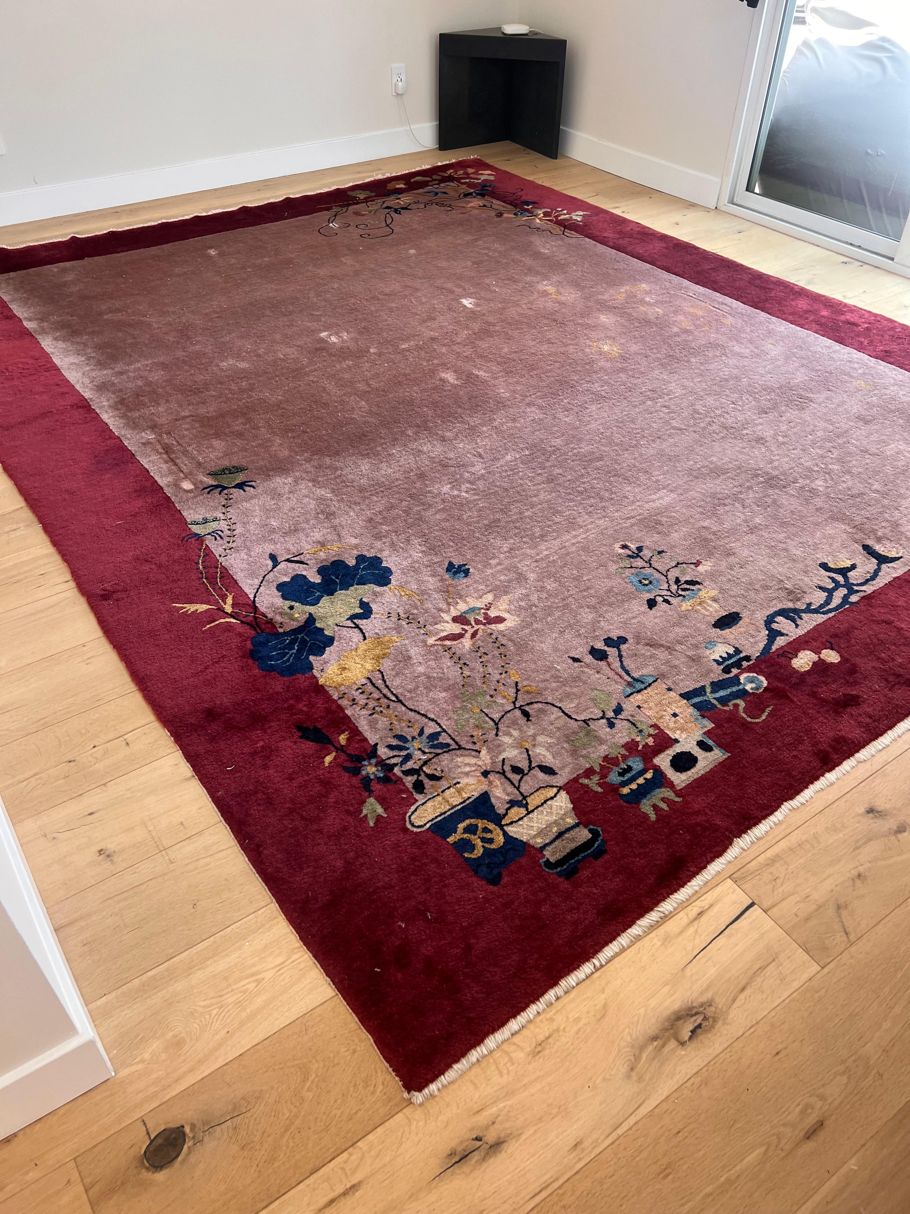 Alfombra china Art Decó, principios del siglo XX Tejido a mano en venta
