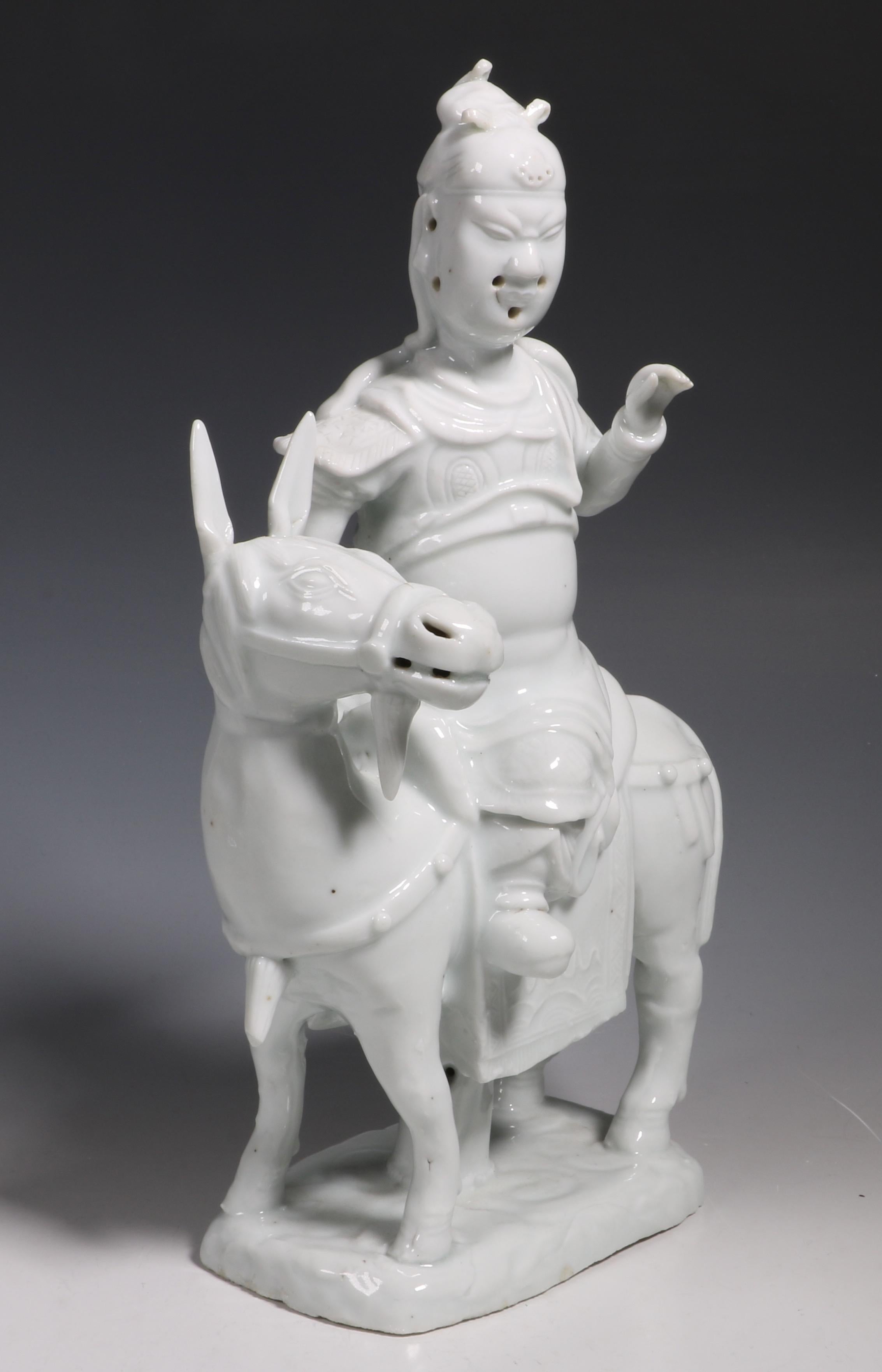 Fired Chinese Porcelain Blanc de Chine Figure of Guandi Kangxi, Late 17th Century For Sale