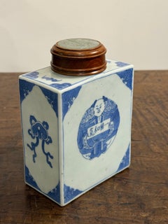 A Chinese Blue and White Lidded Tea Caddy, 19th Century