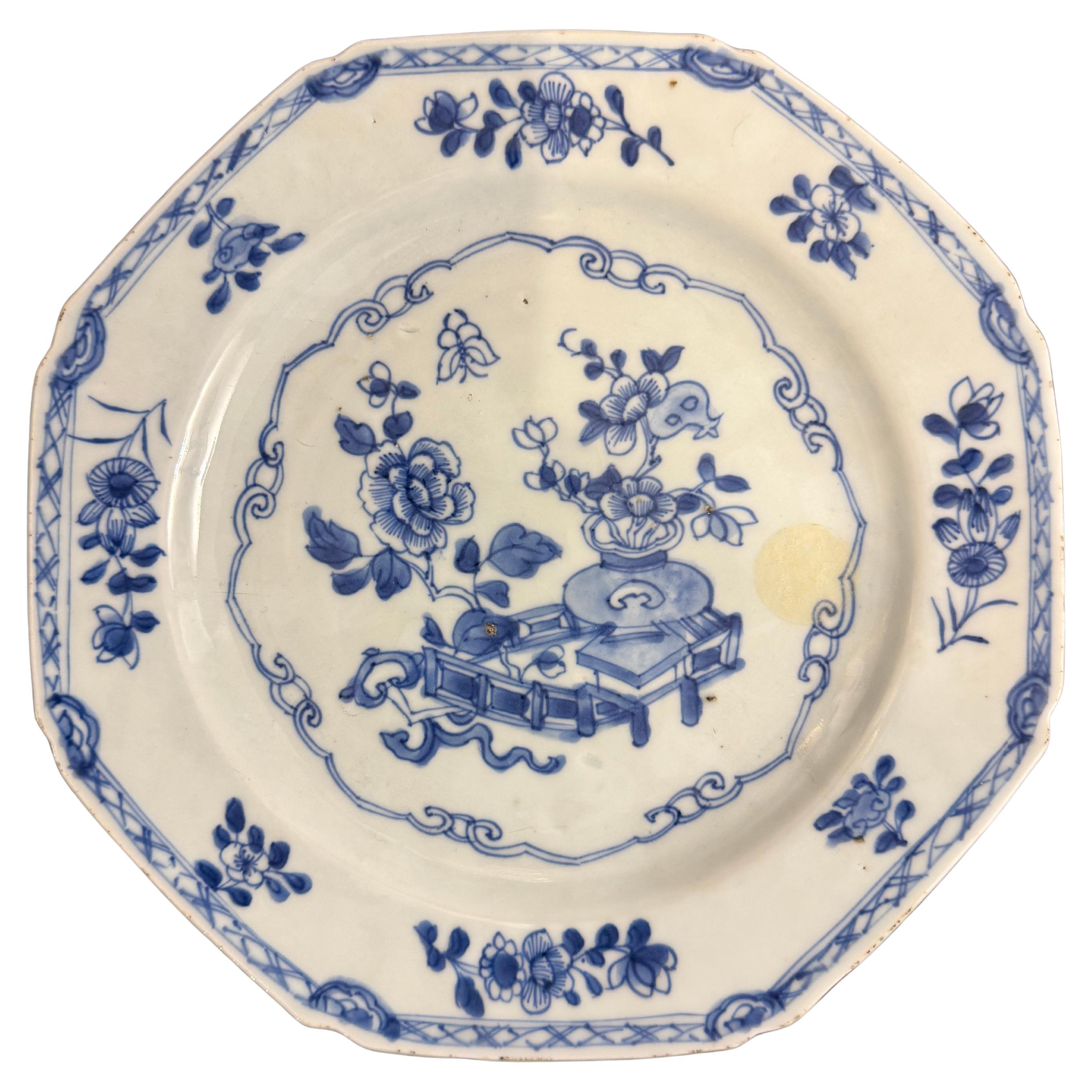 A Chinese Blue and White Octagonal Plate, 19th Century