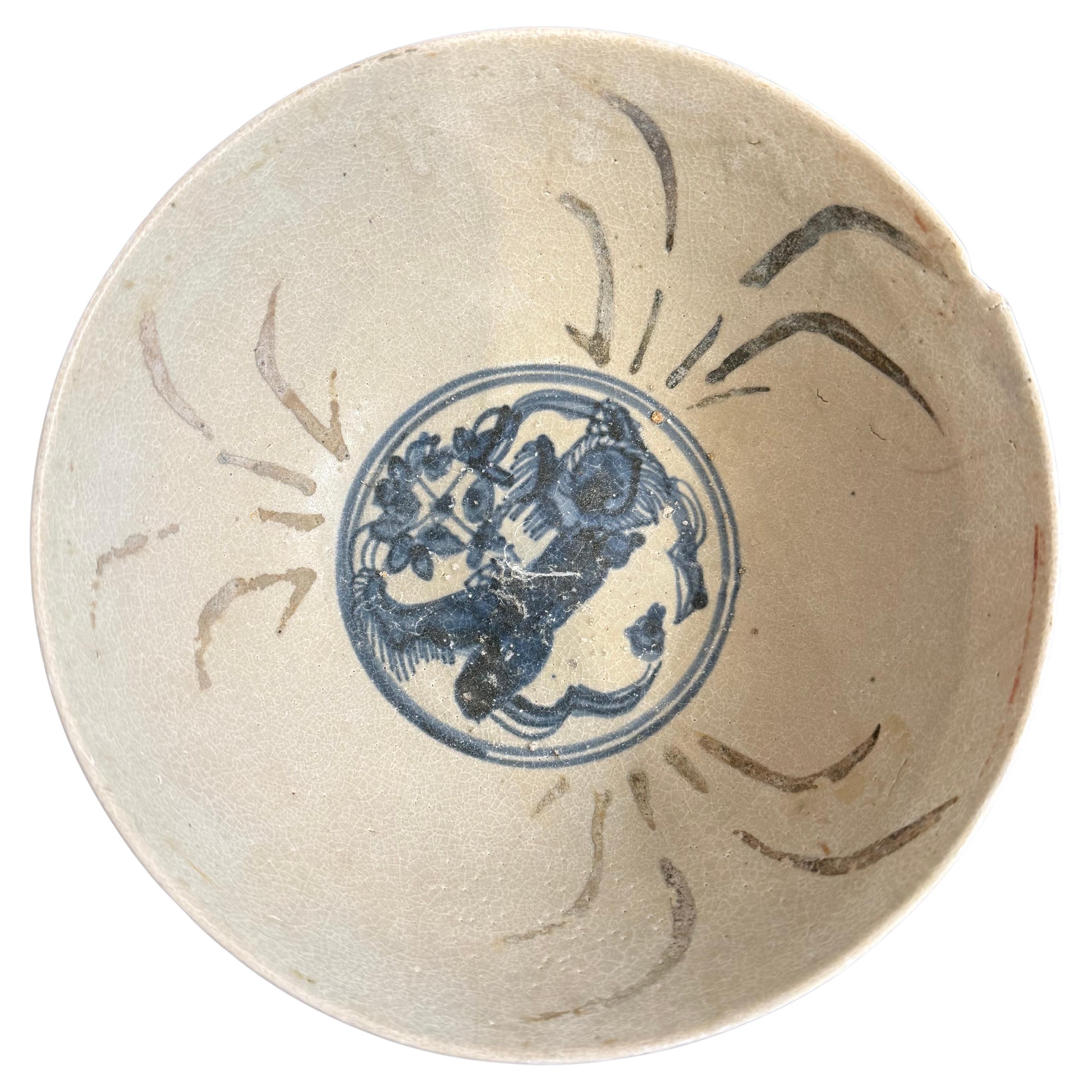 Un cuenco chino de porcelana azul y blanca, dinastía Ming, siglo XVII