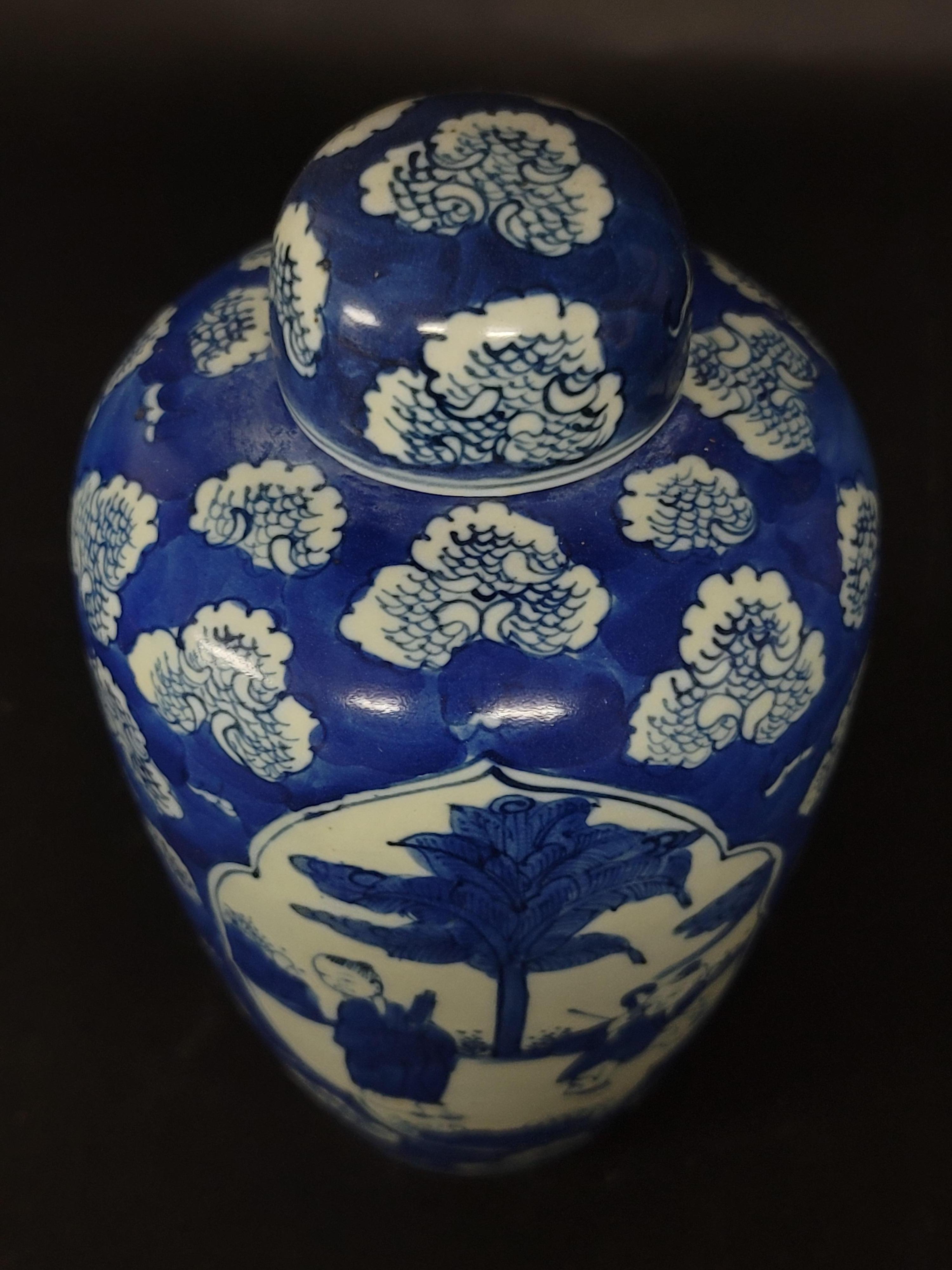 20ième siècle Vase chinois bleu et blanc en vente
