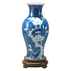Chinese Blue and White Baluster Prunus Vase, Late Qing Dynasty