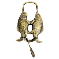 A Chinese Brass Double Fish Shaped Lock with Key, Early 20th Century