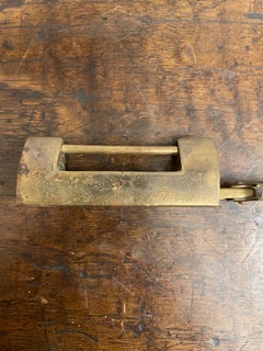 A Chinese Brass Etched Lock with Key, Early 20th Century
