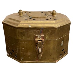 A Chinese Brass Jewellery Lidded Box, Early 20th Century