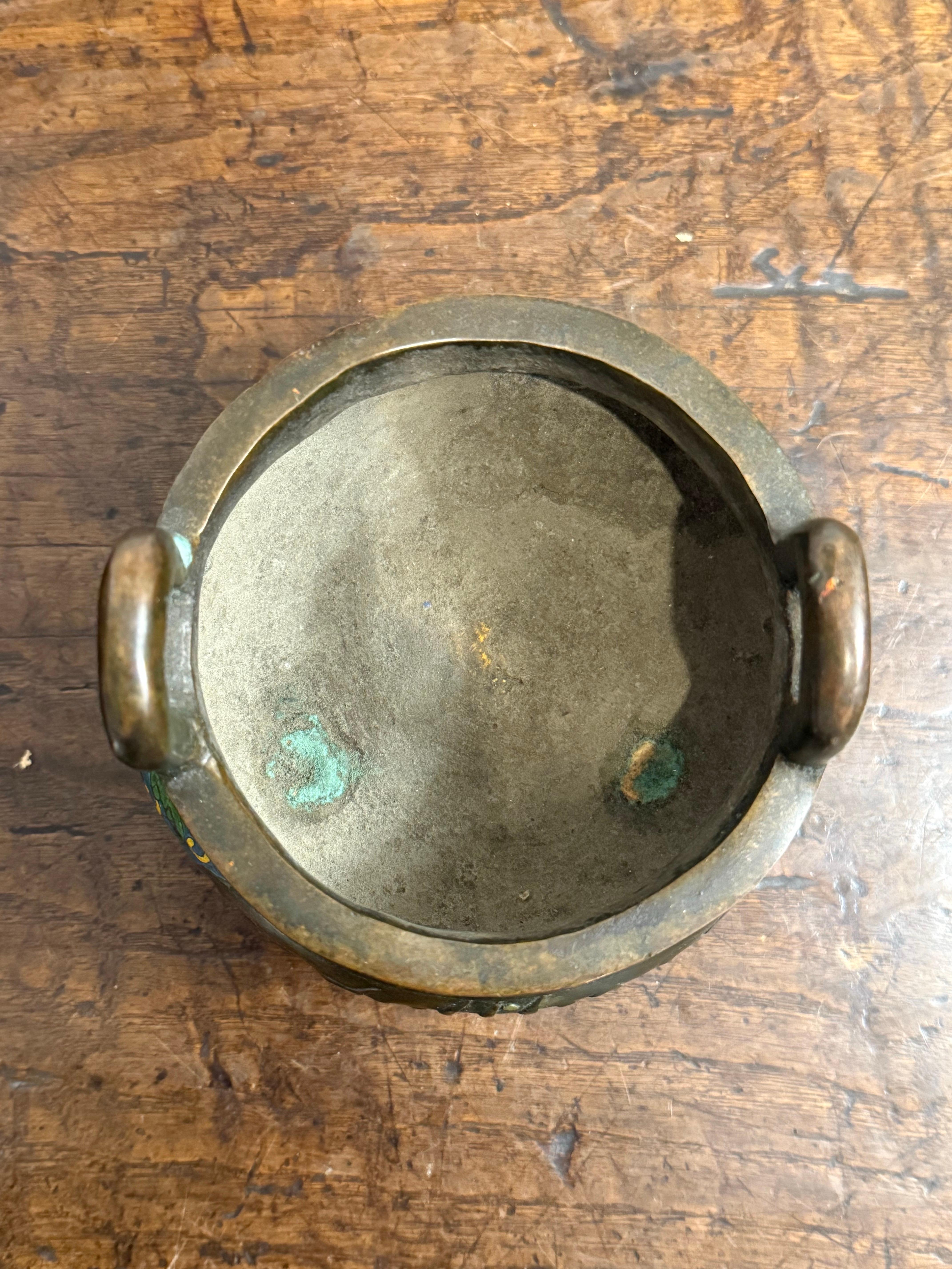 Bruciaincenso cinese in bronzo con smalto cloisonné, XIX secolo in vendita 6